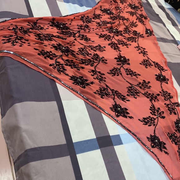 Shimmery georgette fabric lehenga with cut-dana work &crop top n V shaped stole - Picture 8 of 17